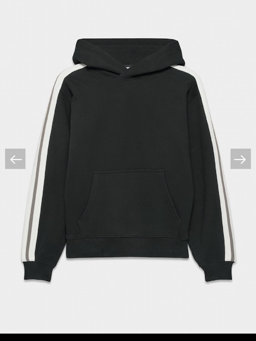 Women’s Aritzia Black Hoodie with White and Gray Sleeve Stripes - size XS